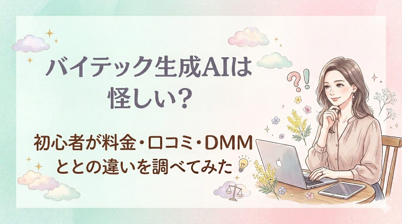 バイテック生成AIは怪しい？初心者が料金・口コミ・DMMとの違い