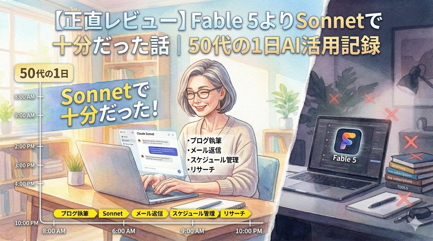 【正直レビュー】Fable 5よりSonnetで十分だった話｜50代主婦の1日AI活用記録